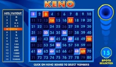 Keno spelas även på Casino Online